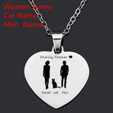 Family Name Necklace Mom Dad Daughter Son Engraved Heart Pendant