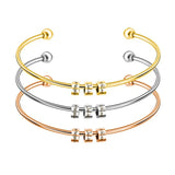 Personalized Family Names Beads Cuff Bracelet Monogram Bangle
