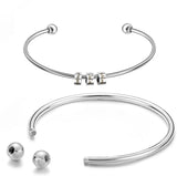 Personalized Family Names Beads Cuff Bracelet Monogram Bangle