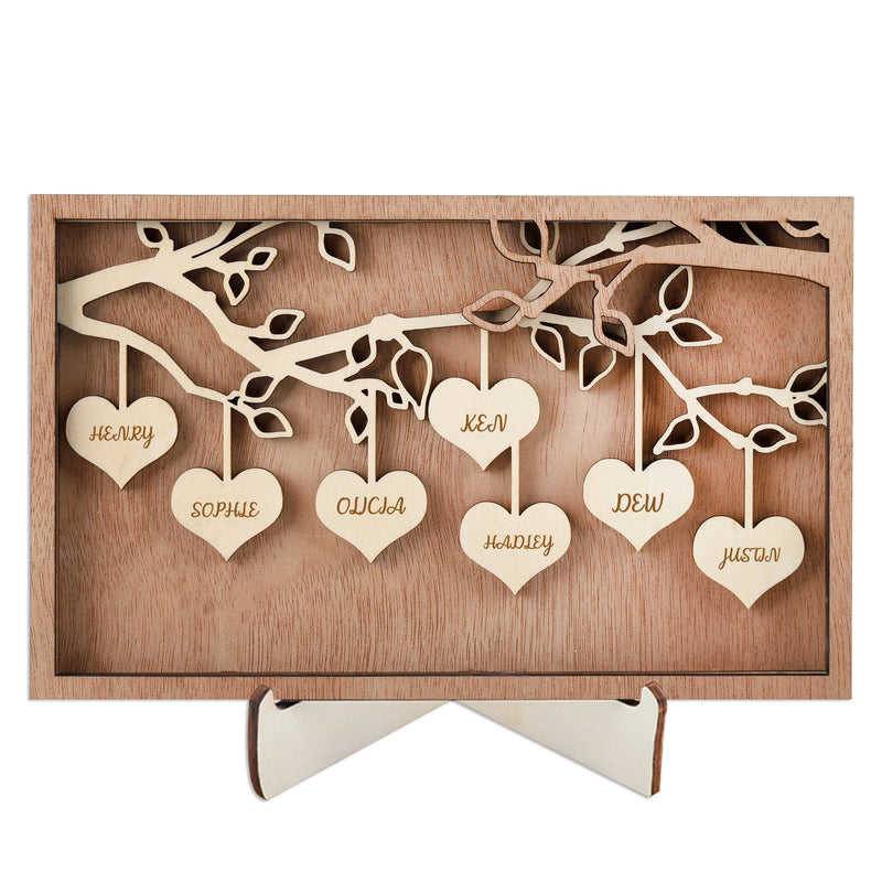 Family Names Tree Sign Frame Wooden DIY Handicrafts Desktop Ornaments