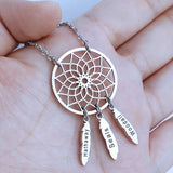 Family Names Pendant Necklace Dream Catcher Stainless Steel Jewelry