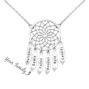 Family Names Pendant Necklace Dream Catcher Stainless Steel Jewelry