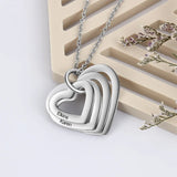 Personalized Family Necklace With Names Stainless Steel Heart Engraved Pendant