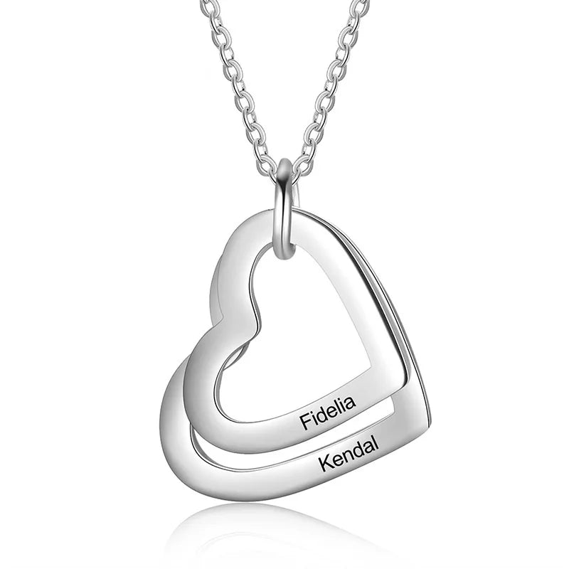 Personalized Stainless Steel Heart Necklace with Family Names