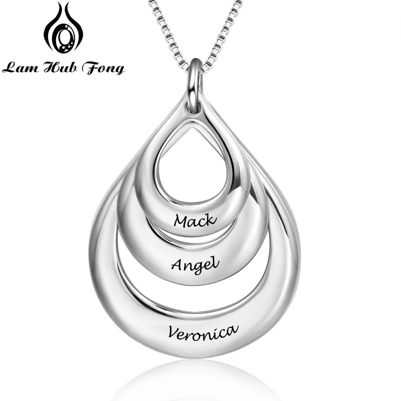 Personalized Family Necklaces Engraved 3 Name Necklace BFF Necklace