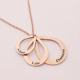 Personalized Water Drop Pendant Family Necklace with 3 Names Engraved