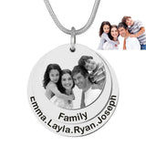 Custom Family Picture Necklace Engraved Photo Name Pendant