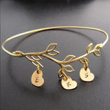 Personalized Family Tree Bracelet with Initial Heart Charms - Gift For Mom