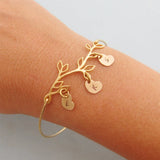 Personalized Family Tree Bracelet with Initial Heart Charms - Gift For Mom