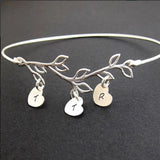 Personalized Family Tree Bracelet with Initial Heart Charms - Gift For Mom