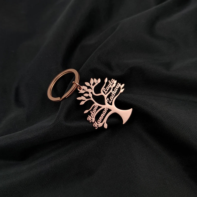 Personalized Family Tree Pendant Keychain Gift for Women