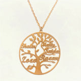 Custom Family Tree Name Necklace, Stainless Steel, Up to 6 Names