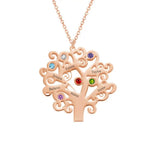 Family Tree Name Necklace with Birthstone - Engrave Name Choker