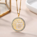 Family Tree Necklace with Zircon Crystals Name Pendant