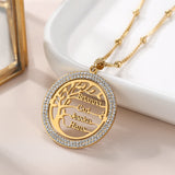 Family Tree Necklace with Zircon Crystals Name Pendant