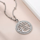 Family Tree Necklace with Zircon Crystals Name Pendant