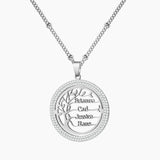 Family Tree Necklace with Zircon Crystals Name Pendant