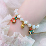 Custom Golden Swallowing Beast Bracelet with Freshwater Pearl Pendant