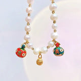 Custom Golden Swallowing Beast Bracelet with Freshwater Pearl Pendant