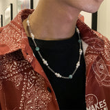 Pearl Two-Color Beaded Necklace Hip-Hop Men's Jewelry