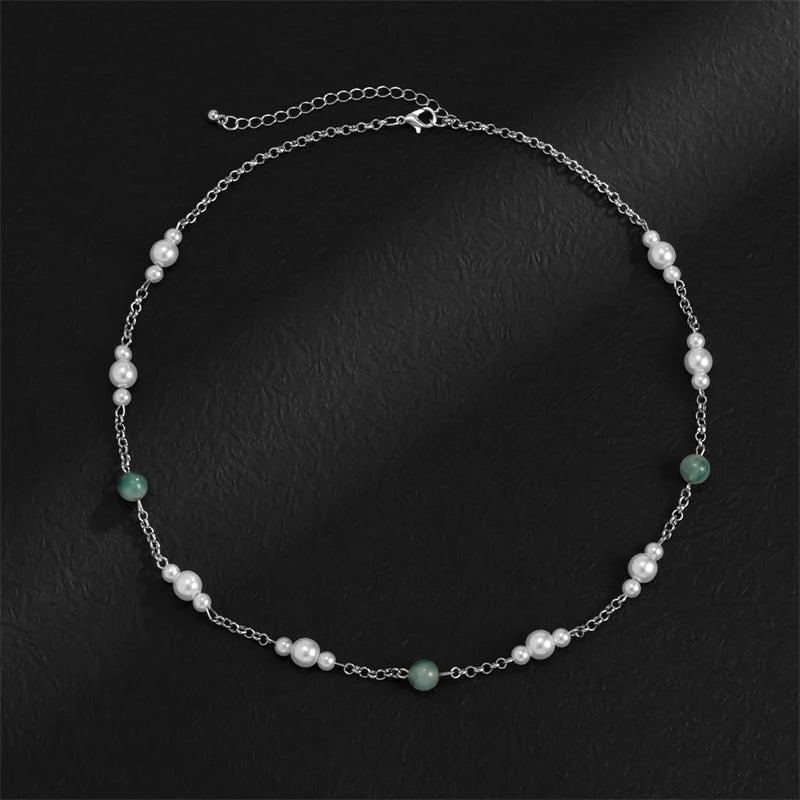 Pearl Two-Color Beaded Necklace Hip-Hop Men's Jewelry