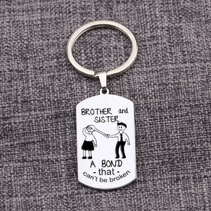 Custom Engraved Brother Sister Keychain - A BOND that can't be broken
