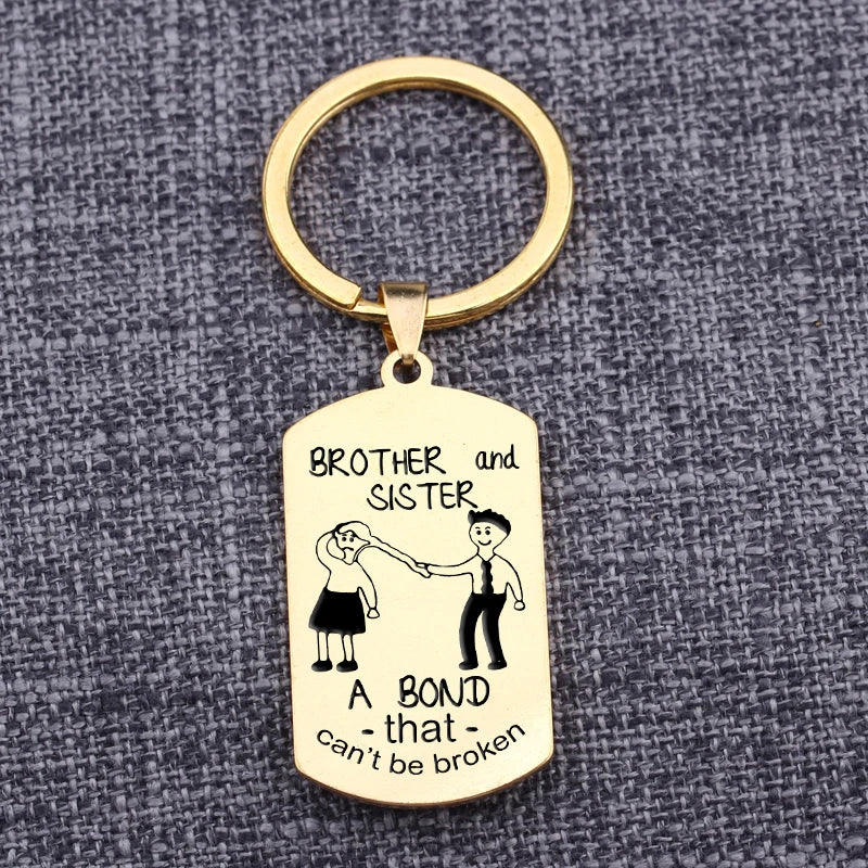 Custom Engraved Brother Sister Keychain - A BOND that can't be broken