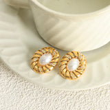Personalized Pearl Earrings For Women Round Hollow Crystal Jewelry Accessories