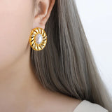 Personalized Pearl Earrings For Women Round Hollow Crystal Jewelry Accessories