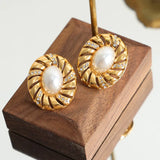 Personalized Pearl Earrings For Women Round Hollow Crystal Jewelry Accessories