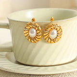 Personalized Pearl Earrings For Women Round Hollow Crystal Jewelry Accessories