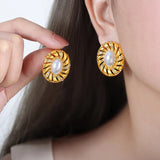 Personalized Pearl Earrings For Women Round Hollow Crystal Jewelry Accessories