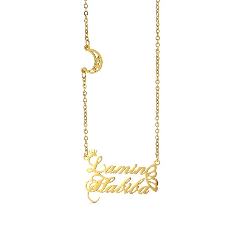 Custom Stainless Steel Logo Necklace with Crown Pendant