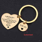 Dad Keychain Daughter Gift Stainless Steel Heart Charm Jewelry