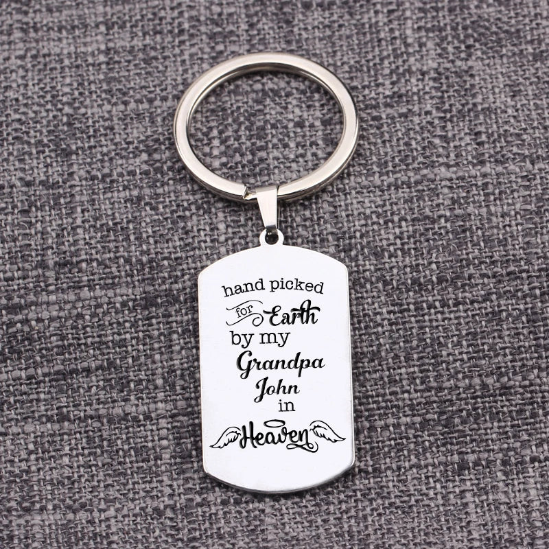 Grandpa Memorial Keychain: hand picked for earth by my grandpa in Heaven