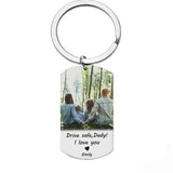 Personalized Father's Gift Keychain Photo Name Drive Safe Keyring