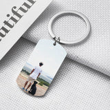 Personalized Dog Dad Keychain Stainless Steel Tag Name Photo Charm