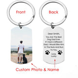 Personalized Dog Dad Keychain Stainless Steel Tag Name Photo Charm