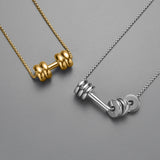Personalized Dumbbell Necklace Engraved Family Name Stainless Steel Pendant