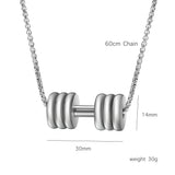 Personalized Dumbbell Necklace Engraved Family Name Stainless Steel Pendant