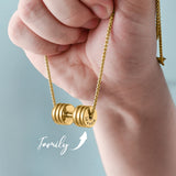 Personalized Dumbbell Necklace Engraved Family Name Stainless Steel Pendant