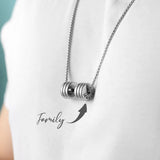 Personalized Dumbbell Necklace Engraved Family Name Stainless Steel Pendant