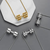 Personalized Dumbbell Necklace Engraved Family Name Stainless Steel Pendant