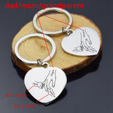 Custom Father's Keychain Papa Kid Name Heart Shape Key Chains Pendant
