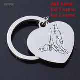 Custom Father's Keychain Papa Kid Name Heart Shape Key Chains Pendant