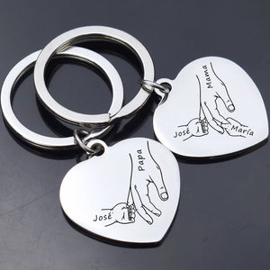 Custom Father's Keychain Papa Kid Name Heart Shape Key Chains Pendant