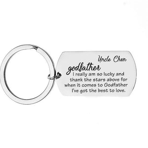Personalized Uncle Auntie Keychain Charm Jewelry Godparent Gift