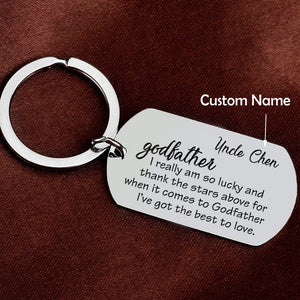 Personalized Uncle Auntie Keychain Charm Jewelry Godparent Gift