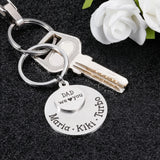 Personalized Fathers Keychain Children Name Original Gift for Daddy Car Key Dad