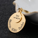 Personalized Fathers Keychain Children Name Original Gift for Daddy Car Key Dad